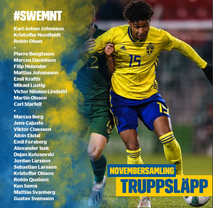 Берг, Ольссон, Классон и Ларссон вызваны в сборную Швеции, Ибрагимович вызов не получил