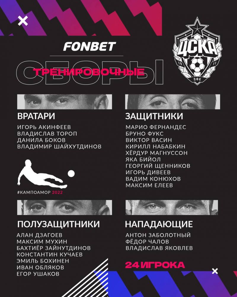 ЦСКА взял на сборы 24 футболиста
