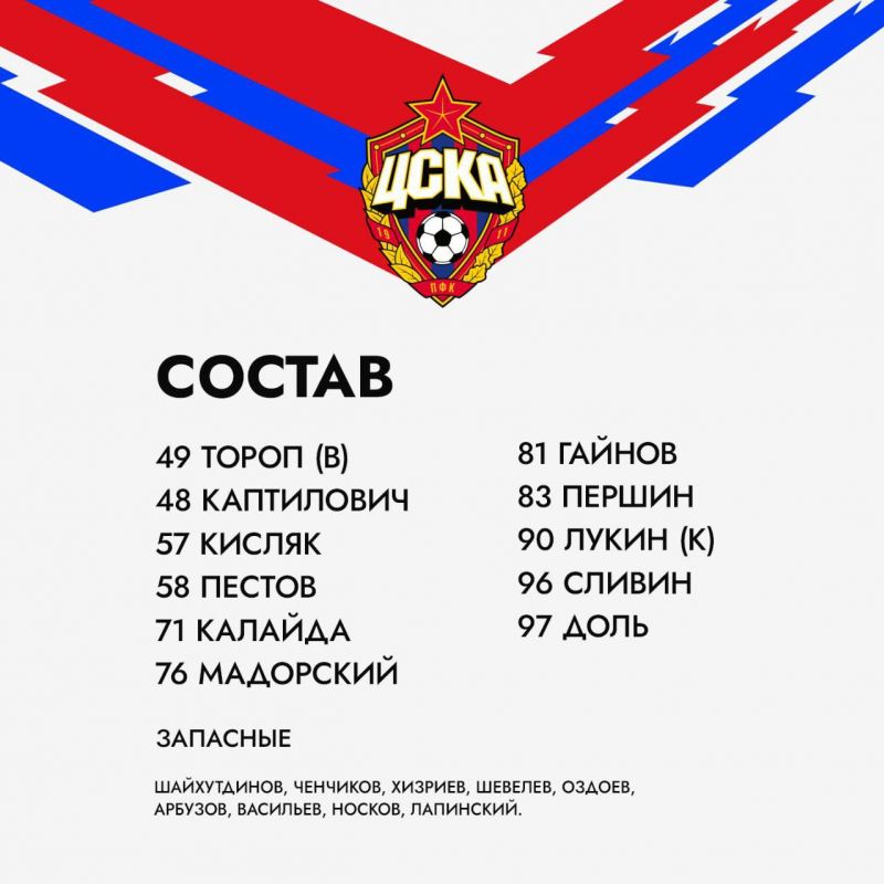 Стартовый состав молодежной команды ПФК ЦСКА на матч против «Строгино» Стартовый состав молодежной команды ПФК ЦСКА на матч против «Строгино»