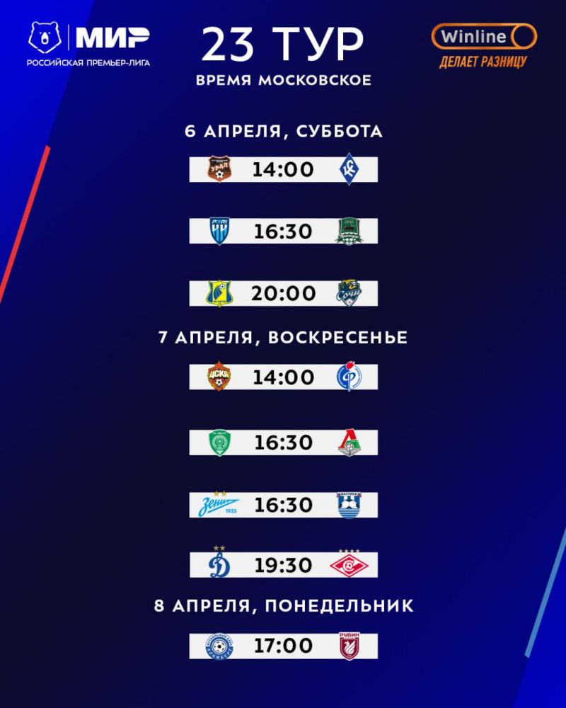 Опубликованы даты ближайших матчей чемпионата России по футболу