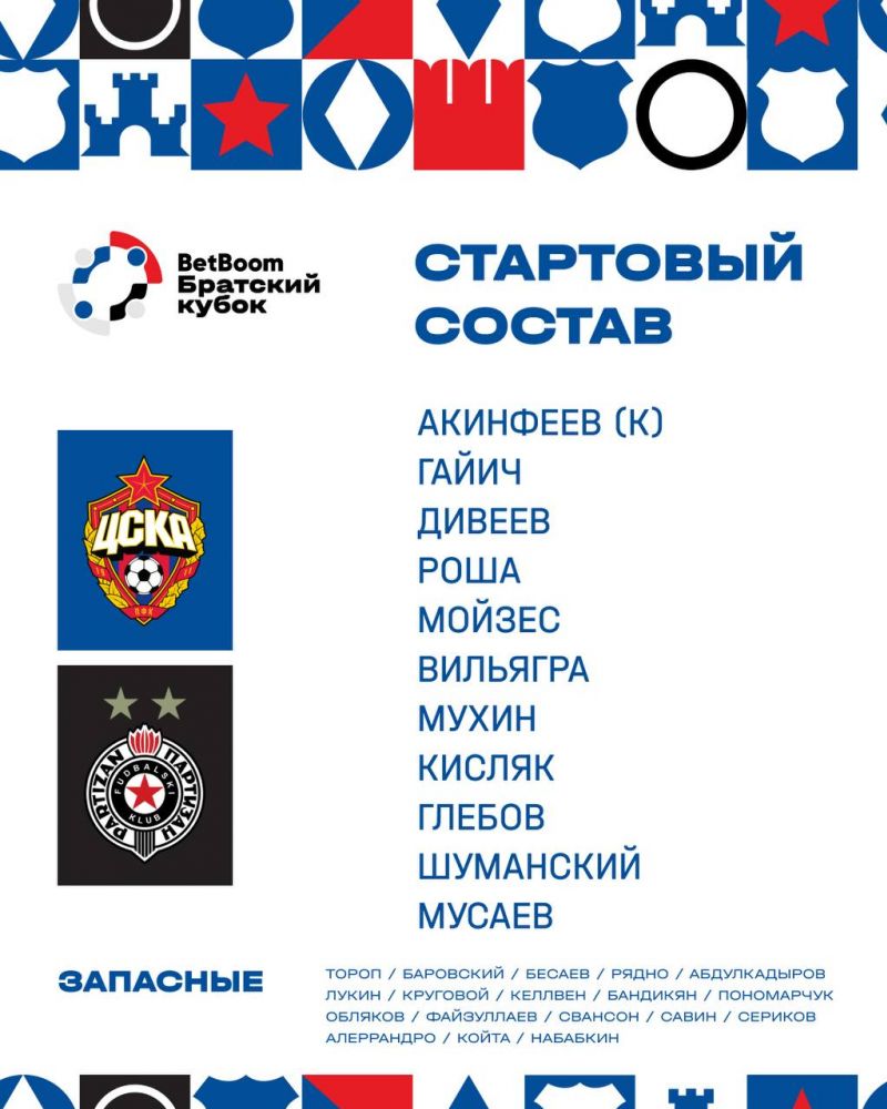 Акинфеев, Вильягра и Шуманский в старте ЦСКА на матч с Партизаном 