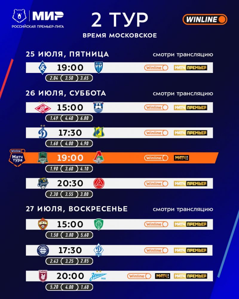 Два матча второго тура РПЛ покажет общедоступное ТВ