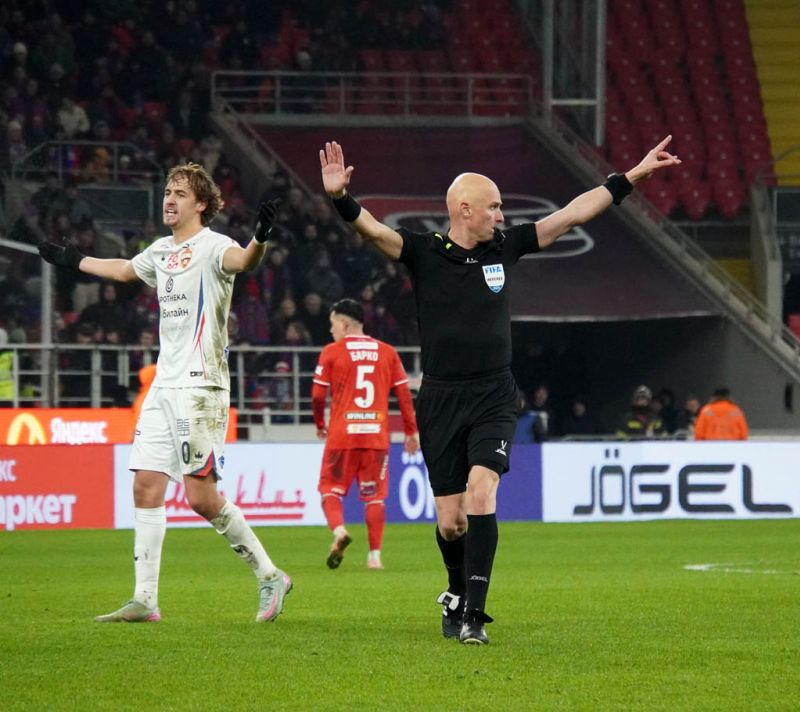 Арбитр Федотов ответил на критику игрока ЦСКА в адрес судей после дерби со «Спартаком»