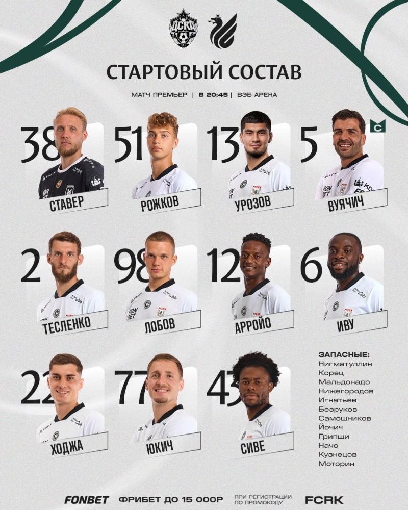 Олейников начнет на скамейке ЦСКА матч с Рубином 